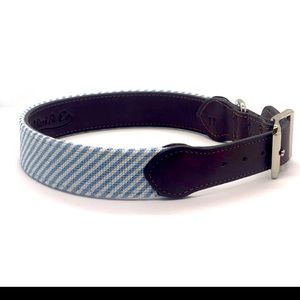 Brand New Needlepoint Blue Seersucker Dog Collar